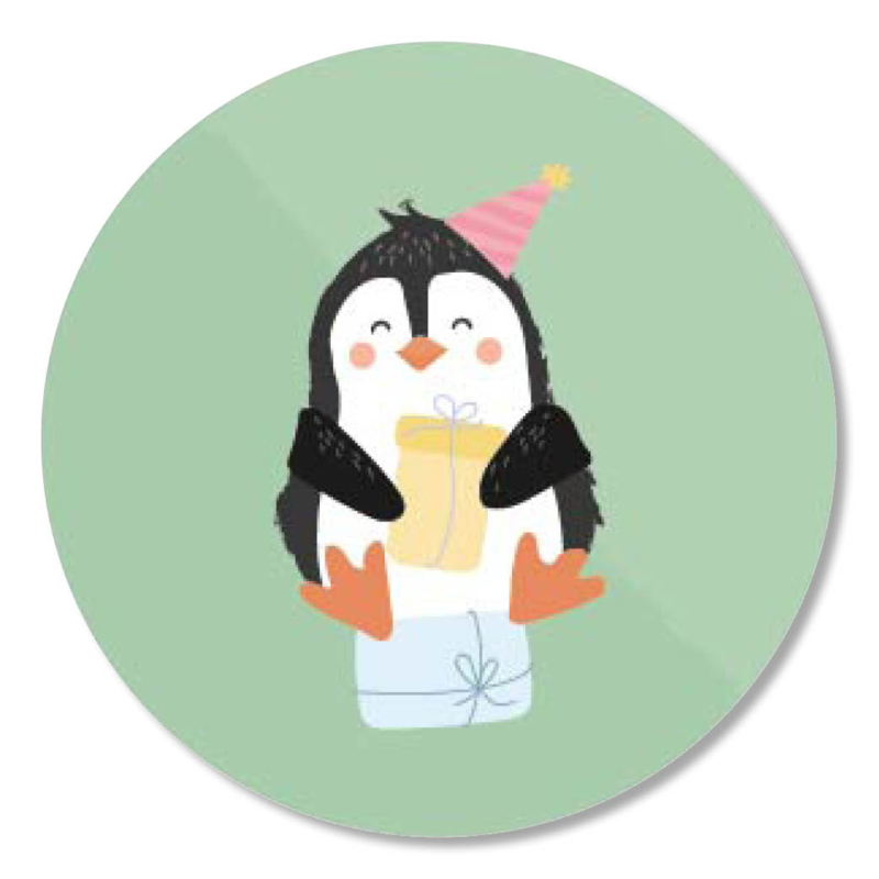 Stickers 10 x  'Party animals' Pinguin 50mm