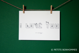 POSTKAART (A6) I LOVE YOU (zonder envelop)