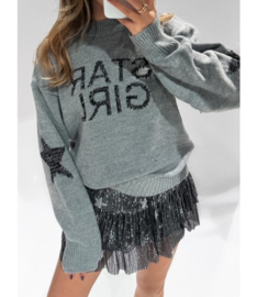 STAR GIRL OVERSIZED SWEATER GREY