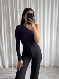 ONE SHOULDER GLITTER TOP PURPLE