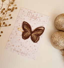 Sparkly Butterfly ' Darkbrown-Goldtone'