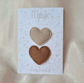 Hearts - Khaki / Brown