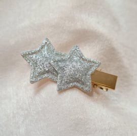 Alligatorclip Glitter Stars - Silver