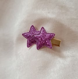 Alligatorclip Glitter Stars - Purple