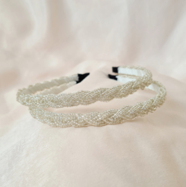 Diadeem Beads Braid - Silver White