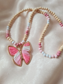 Kinderketting  - Butterfly Gold/Pink