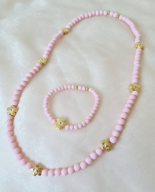 Ketting + Armbandje - Daisy Soft Pink