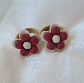 Elastiekjes Valentine Flower -  Beige Red