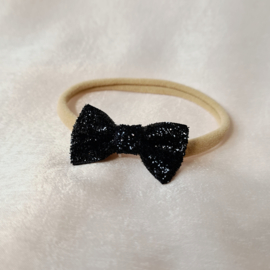 Haarbandje Mini Strikje - Black Glitter