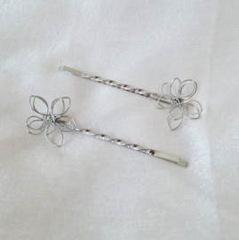 Bobby Pins - Silver Flower