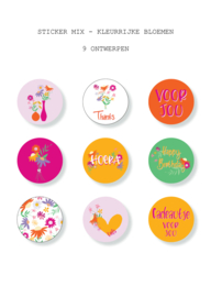 Sticker Mix - Kleurrijke Bloemen - 9 ontwerpen