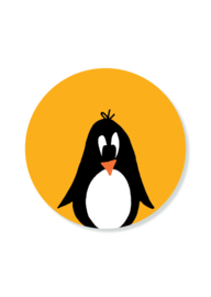 Stickers - pinguïn met okerkleurige achtergrond