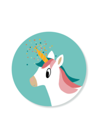 Stickers - unicorn met lichtblauwe achtergrond