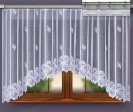 Bozena  jacquardvitrage   320  x  max 160 cm- Curtains - Jacquardgordijnen- wit -