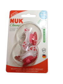 NUK  Classic | My Love | siliconen fopspenen  |  2st. set | roze- rood |
