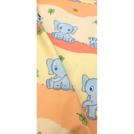 Wisan  Dierentuin  -  Gordijnen:  2 stuks van 150 x 200 cm  -  Kinderkamer gordijn van stof met dierenmotieven- geel-