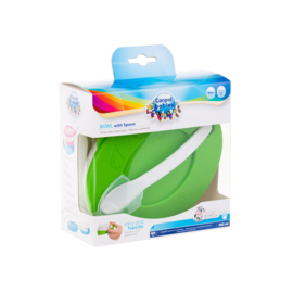 Canpol Babies  babyschaal met lepel en deksel 350ml Fudge Groen- 9m+