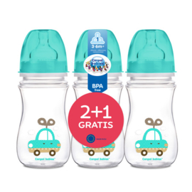 Canpol Babies | Babyfles | set van 3 | 2+ 1 gratis |  240 ml | 3-6m+ |