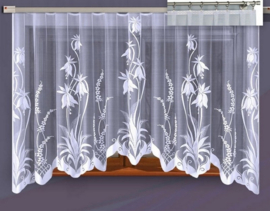 Isabella jacquard vitrage -  Gordijn 300 x 160 cm - Curtains - Jacquardgordijnen- bloemenmotief- wit -