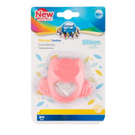 Canpol Babies OWL siliconen bijtring voor baby's - roze- 0m+