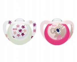 NUK Star Light  Day&Night  siliconen fopspenen 2st. set