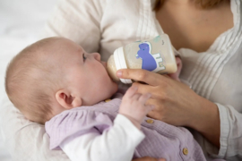 Tigex | Babyfles met temperatuurwaarschuwing, | 0-6 maanden | 150 ml | siliconen fopspeen |  anti-koliek |