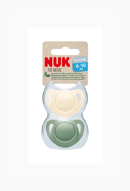 NUK | For Nature  | Siliconen fopspenen | Gemaakt van natuurlijke grondstoffen | crème- groen | set van 2 |