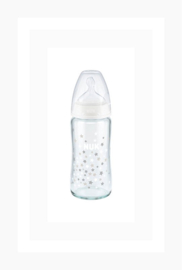 NUK Glazen fles First Choice ⁺ ,  240 ml, 0-6 m, wit