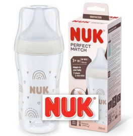NUK  | Perfect Match  | Babyfles | 260 ml | Silicone speen maat : M |  3m+ |