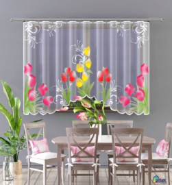 Wisan- Tulpen- jacquard vitrage-  Gordijn  200 x 120 cm - Curtains - Jacquardgordijnen-