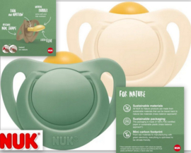 NUK | For Nature  |  Latexfopspeen | Gemaakt van natuurlijke grondstoffen | set van 2 | crème-groen|