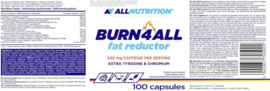 ALLNUTRITION | Burn4all fat reductor | 100 Capsules | Energy  |  Metabolism  | Fatburner |