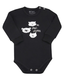 Nini-MY SMALL FRIENDS- romper met lange mouwen  -  biologisch katoen- zwart