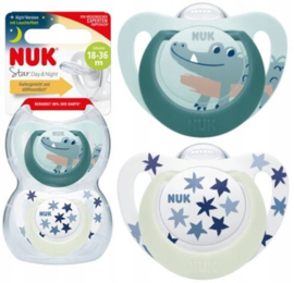NUK  | Star Light |  Day&Night |  siliconen fopspenen 2st. set | krokodil |