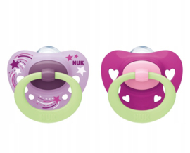 NUK Signature Night Fopspeen- 2 st set- roze/ paars