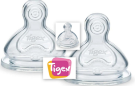 Tigex | Autonomie+ babyfopspeen | anti-kolic brede hals zuiger | + 6 m | 2 stuks |