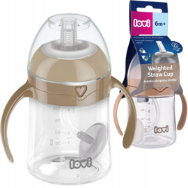 Lovi- First Cup- kop met rietje -150 ml- bruin