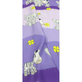 Wisan  Dierentuin  -  Gordijnen:  2 stuks van 150 x 235 cm  -  Kinderkamer gordijn van stof met dierenmotieven- paars-