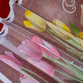Wisan- Tulpen- jacquard vitrage-  Gordijn  200 x 120 cm - Curtains - Jacquardgordijnen-