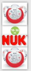 NUK  Expert |  Rode siliconen fopspenen  | 18-36 maanden |  2st. set |