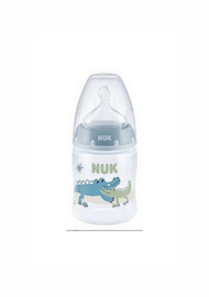NUK | First Choice+ | ZOO | Blauw | babyfles | 0-6 maanden | temperatuurcontrole | anti-kolic-ventiel | 150 ml Blauw