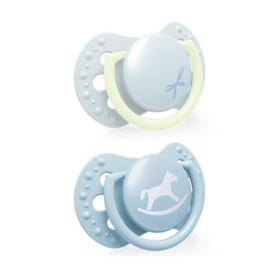 Lovi | siliconen fopspeen | 0-2 m  | 2 stuks | glow in the dark | blauw |