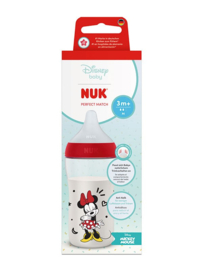 NUK Perfect Match Babyfles 260 ml – Siliconen Speen M – 3m+ – Minnie