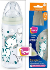 Tigex | TRANSITION+ |  Babyfes 300ml |  Fosforescerende nacht |  silicon speen 0-6 m |