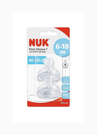 NUK | First Choice | Anti Colic flesspeen siliconen | Air System  | 6-18 maanden | 2 stuks |