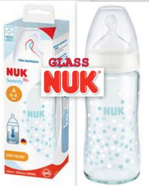 NUK Glazen fles Serenity Plus |   240 ml |  0-6 m |  wit - turkooise |