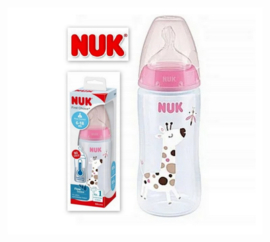 NUK babyfles  | First Choice+ | Flow Control | roze  360 ml | 6-18 m| speen maat : XL |