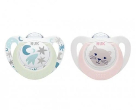 NUK Star Light  Day&Night siliconen fopspenen 2st. set
