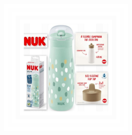 Nuk Mini-Me Flip Cup drinkfles - met bijtvaste drinktop 450 ml - stippen - mint-