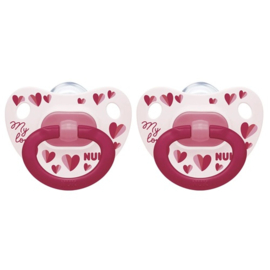 NUK  Classic | My Love | siliconen fopspenen  |  2st. set | roze- rood |